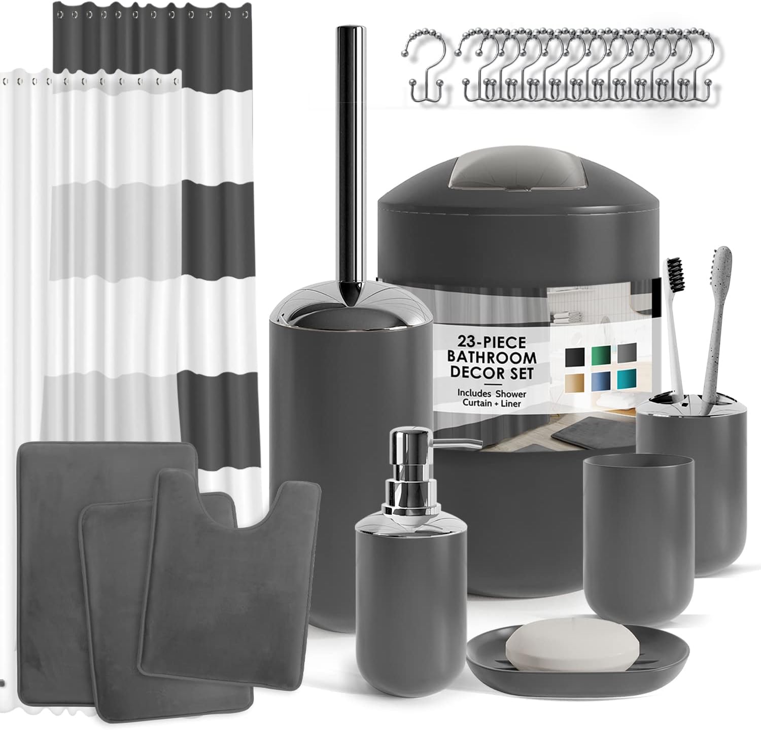 Clara Clark Gray Bathroom Accessory Set 23PC