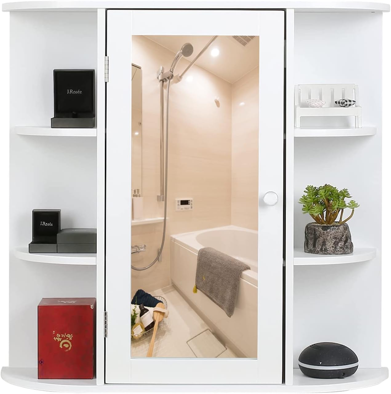 SOMY Medicine Cabinet with Mirror 6 Tier Shelves