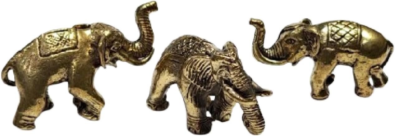 Thai Sawasdee Gold Elephant Statues Set of 3