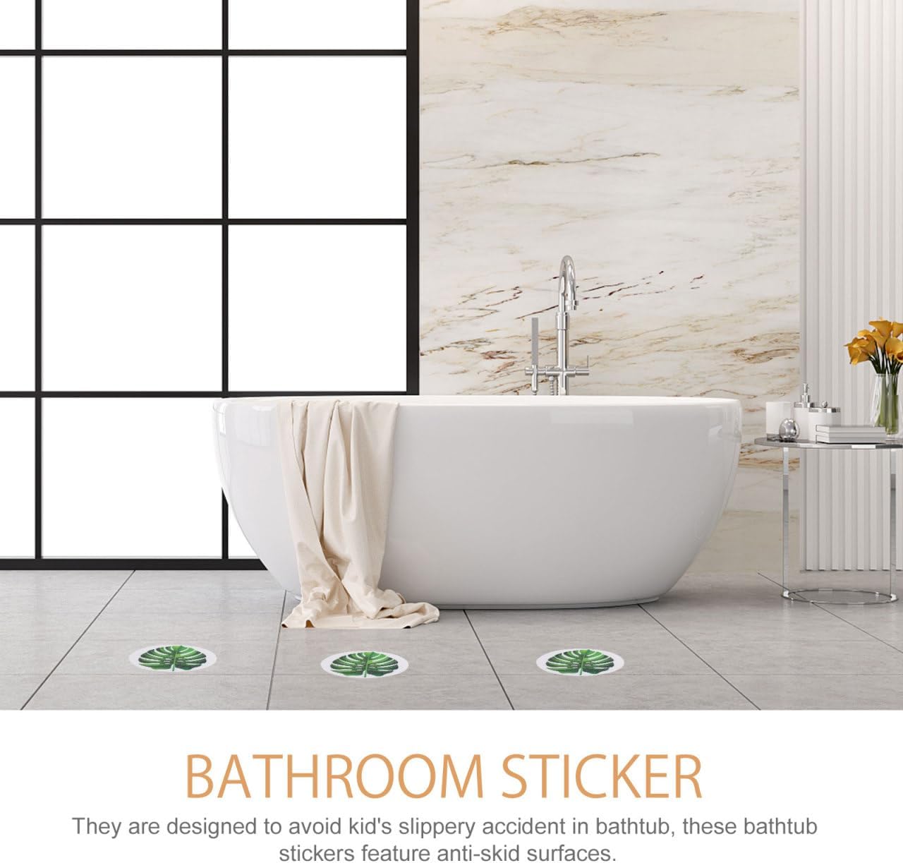 1set Leaf Bathtub Stickers Non-Slip Safety Decals