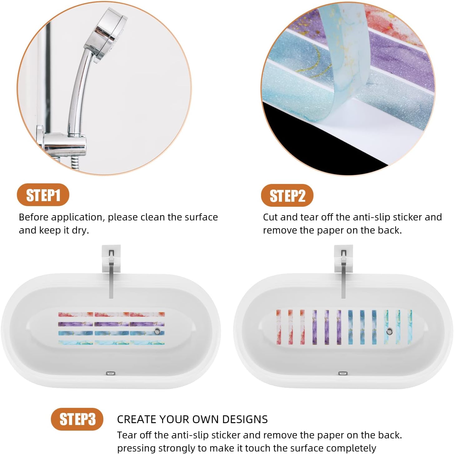 Secopad Anti-Slip Colorful Bathtub Strips 24 PCS