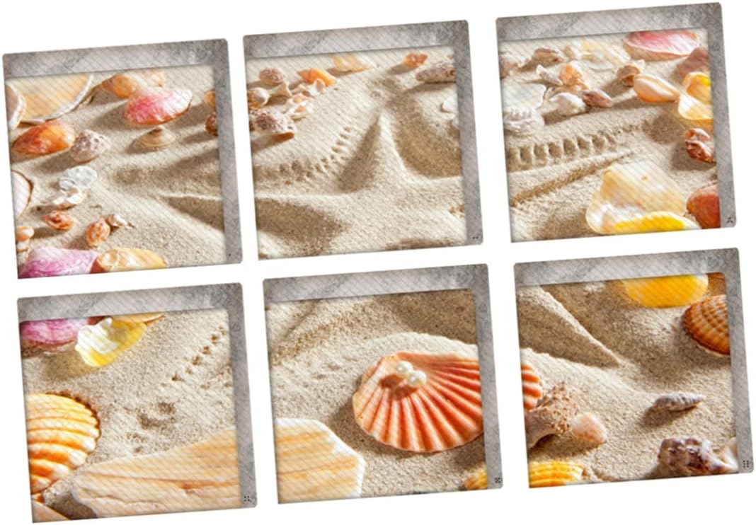 PRETYZOOM 6pcs Beach Pattern Bathtub Safety Stickers Non-Slip Treads for Bathrooms
