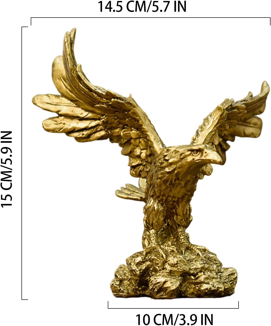 Golden Resin Flying Wild Eagle Statue - Home Office Decor