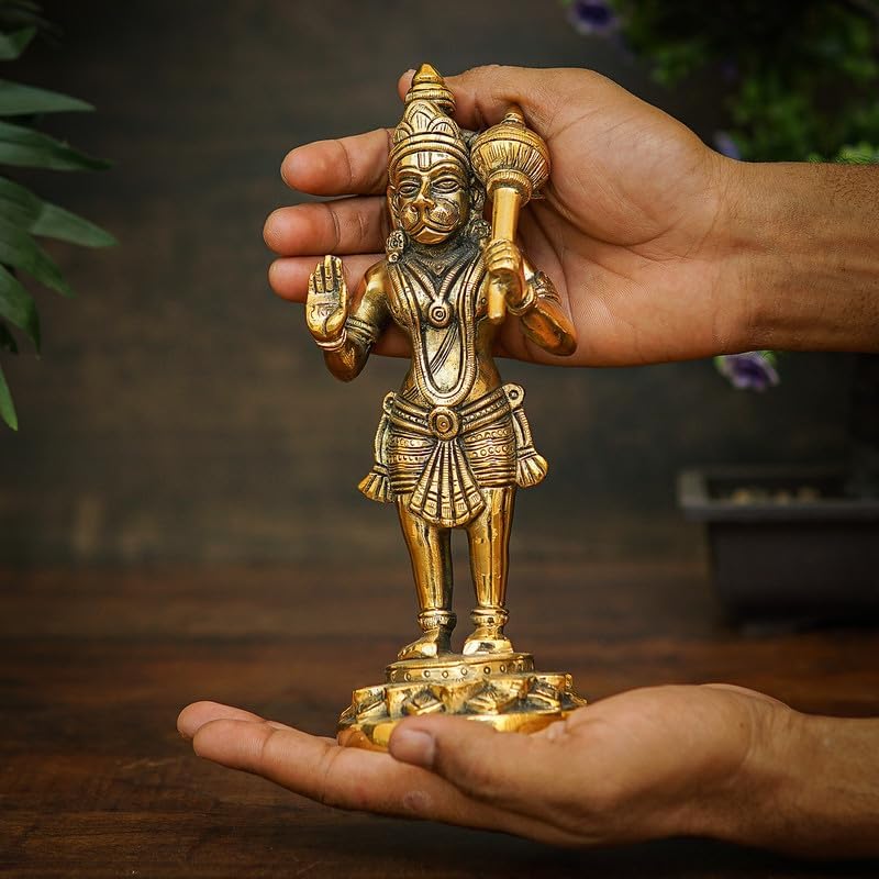 Statuestudio 8 Inch Brass Hanuman Statue for Home Temple