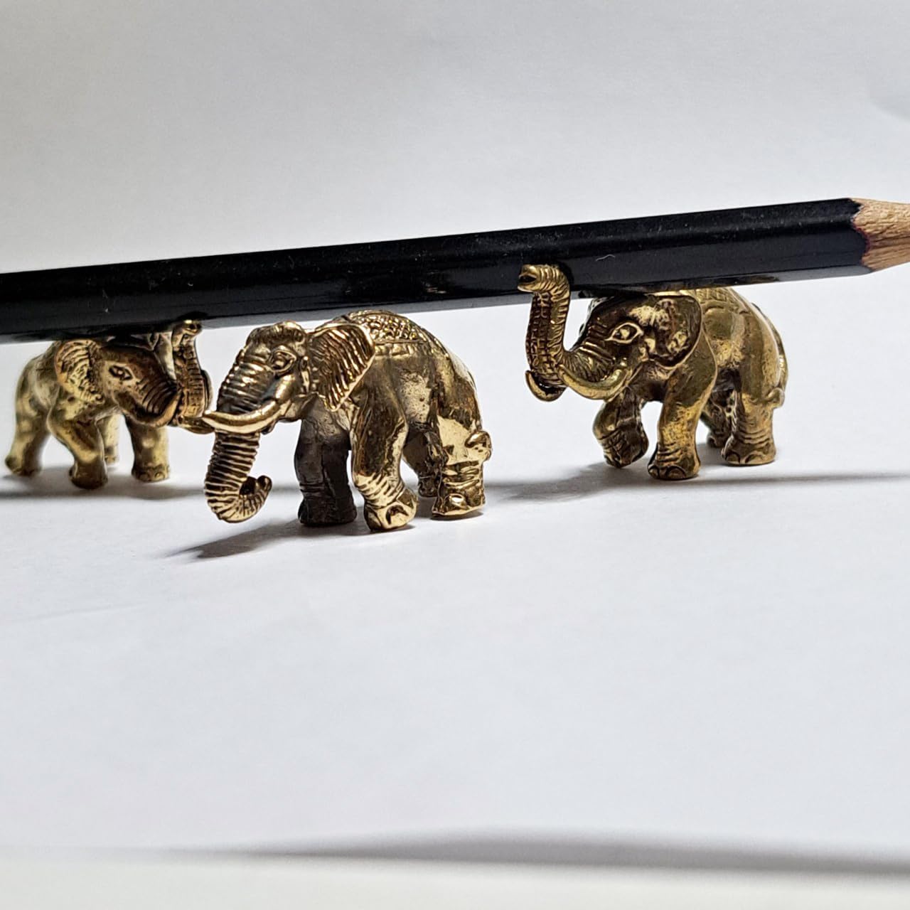 Thai Sawasdee Gold Elephant Statues Set of 3