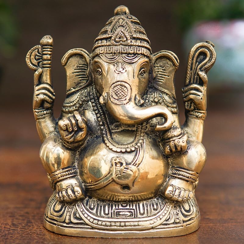 Statuestudio Brass Ganesha Idol Showpiece