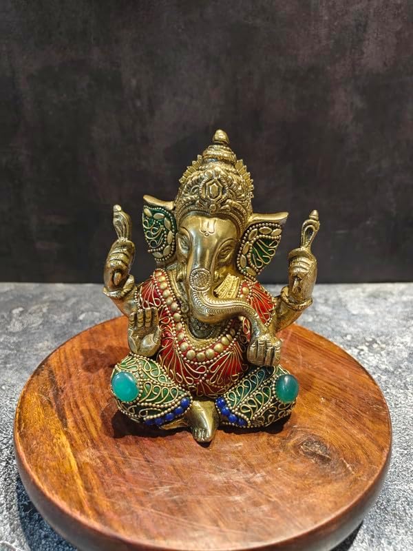 Statuestudio Brass Ganesha Statue Gold Finish