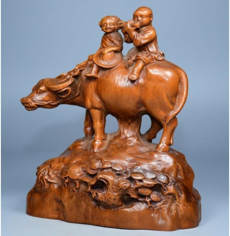LimpaC Handmade Boxwood Ox Statue Decor