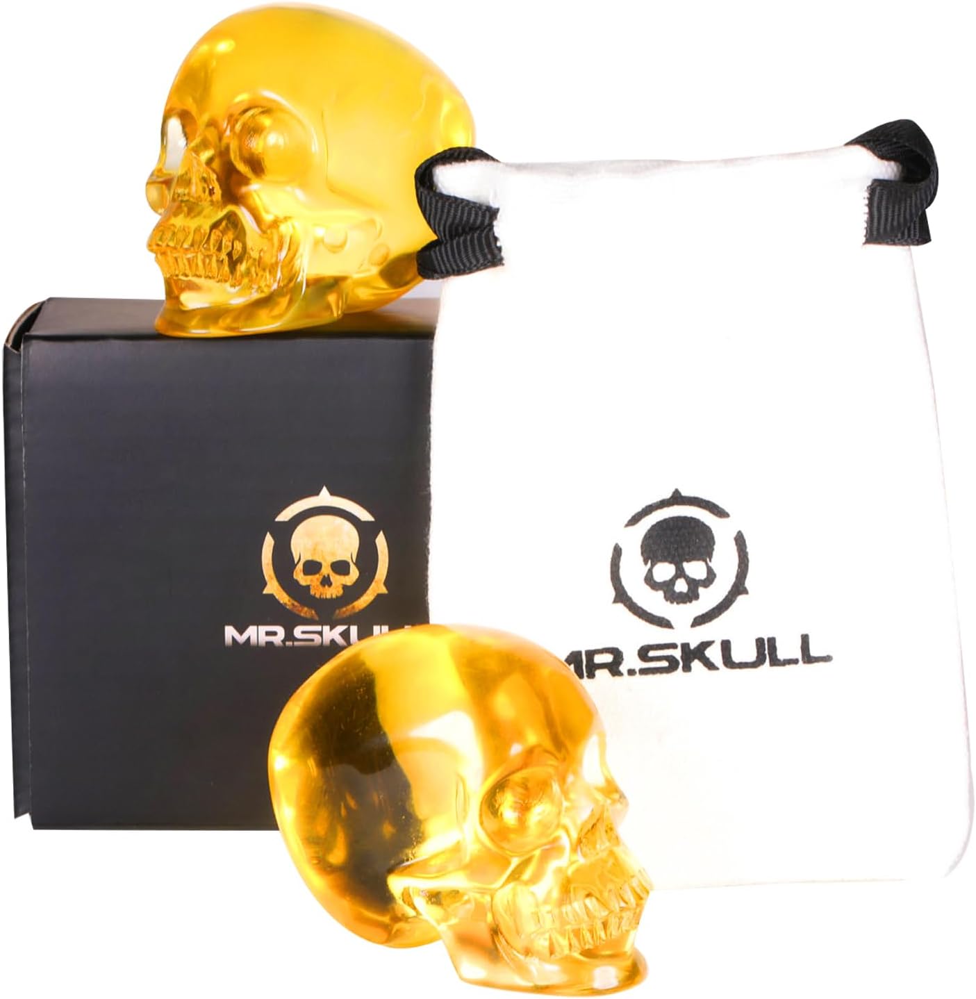 MRSKULL Yellow Glass Crystal Skull Decor Statue