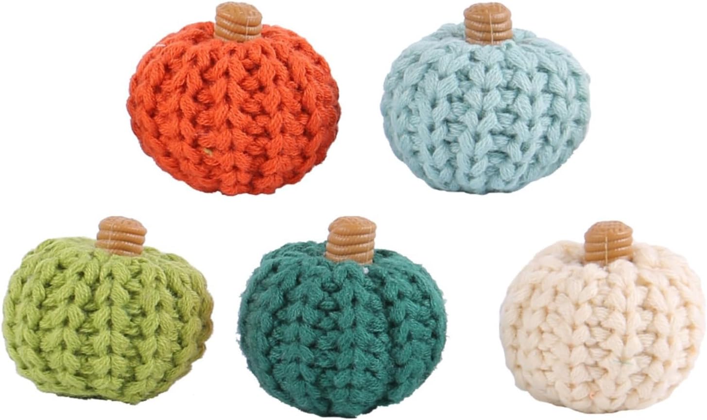 Mini Knit Pumpkin Statue - Modern Home Decor Accent