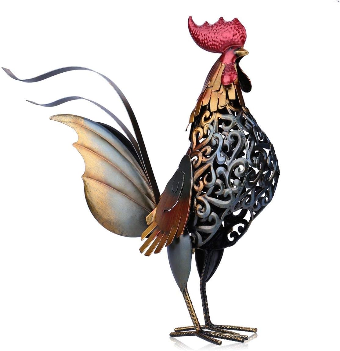 Too Arts Metal Carved Rooster Home Decor Sculpture