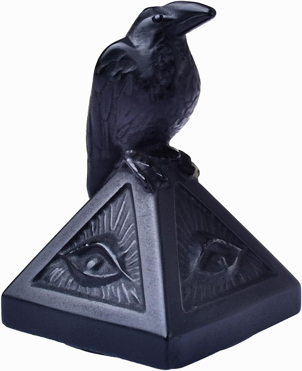 Natural Obsidian Raven Figurine Halloween Decoration