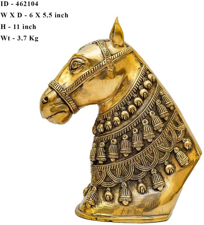 Statuestudio Horse Face Brass Statue - Gold Finish