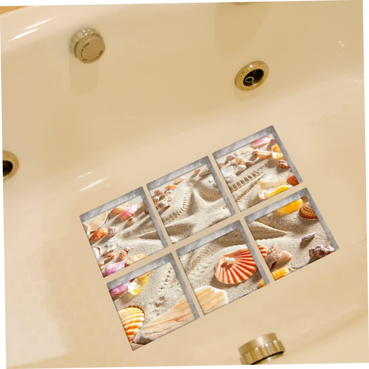 PRETYZOOM 6pcs Beach Pattern Bathtub Safety Stickers Non-Slip Treads for Bathrooms