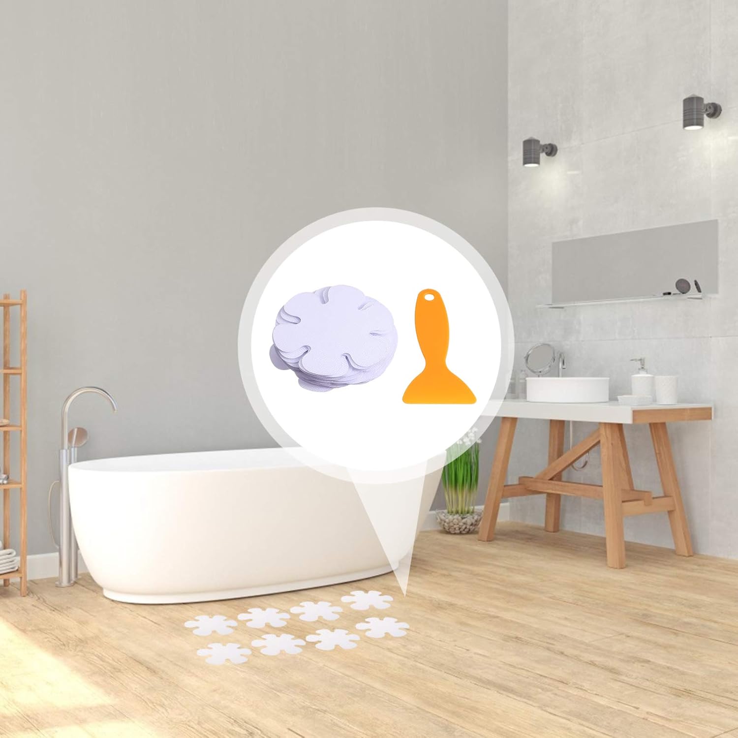 ABOOFAN 20Pcs Flower Shaped Non-Slip Bath Stickers for Safety
