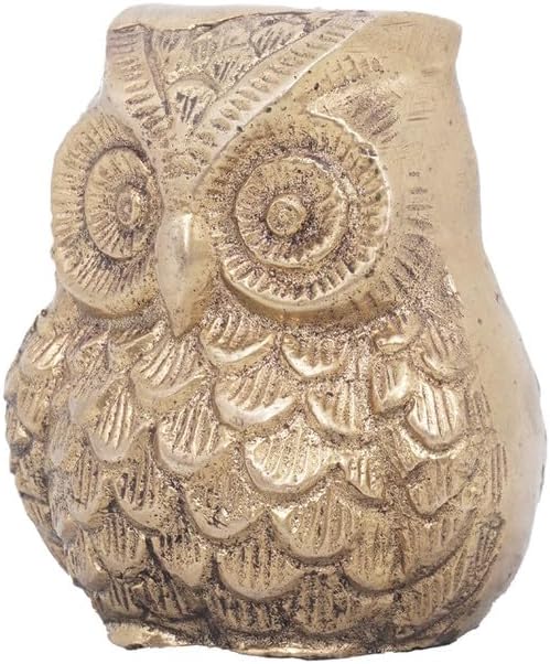 Statuestudio Brass Owl Decor Statue - Gold Finish
