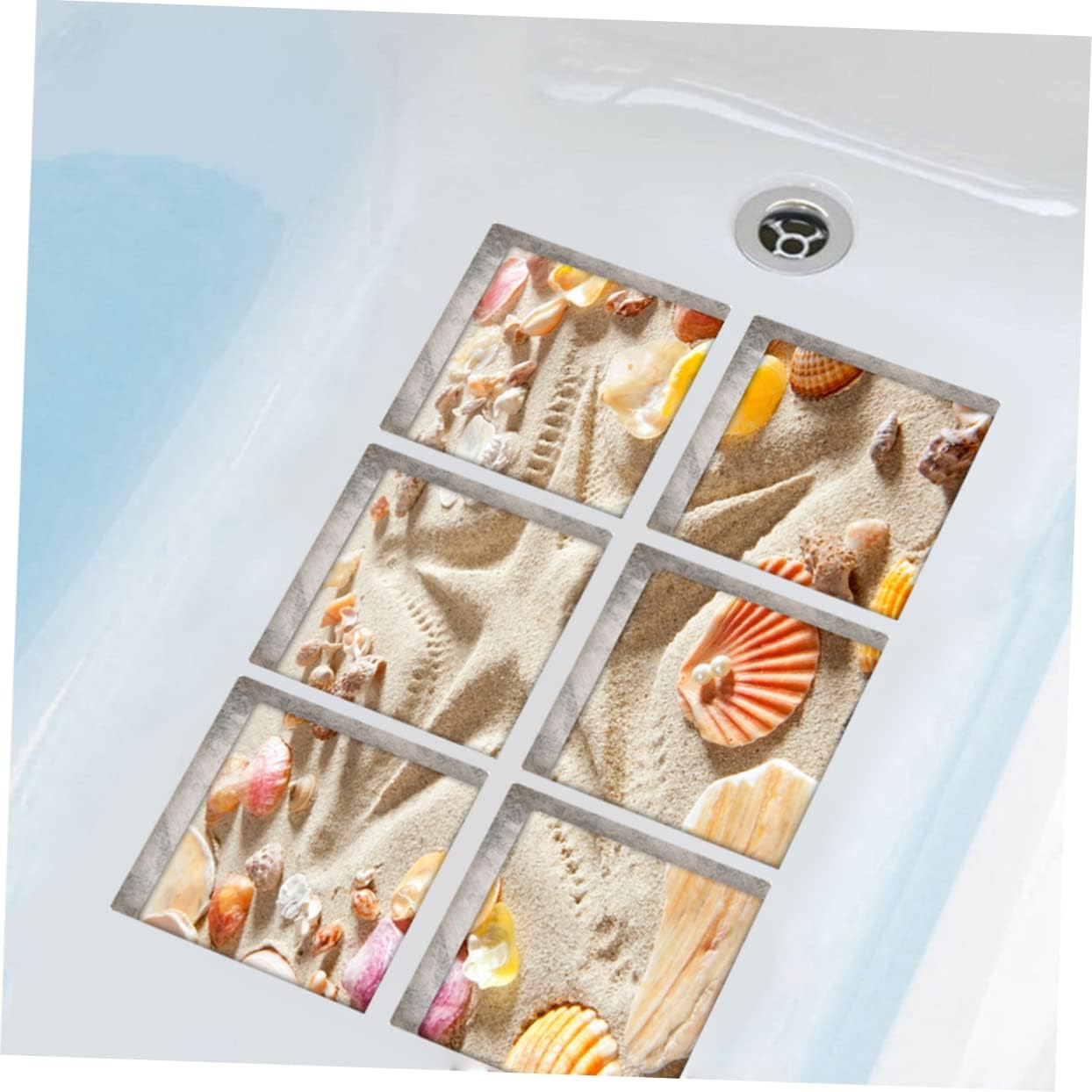 PRETYZOOM 6pcs Beach Pattern Bathtub Safety Stickers Non-Slip Treads for Bathrooms