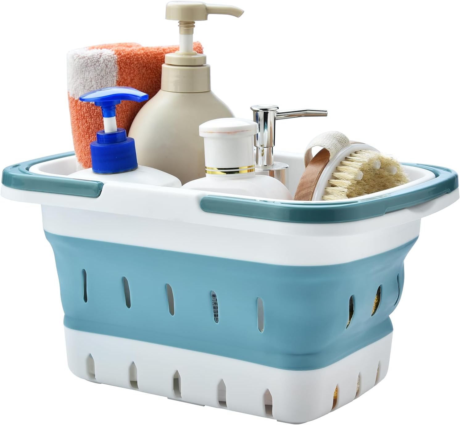 Haundry Foldable Shower Caddy Basket with Handles - Blue