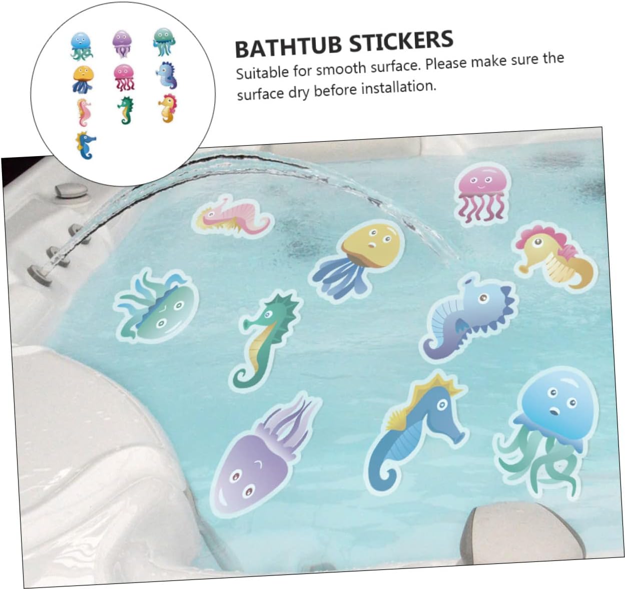 Ciieeo 10pcs Cartoon Non-Skid Bathtub Stickers 1