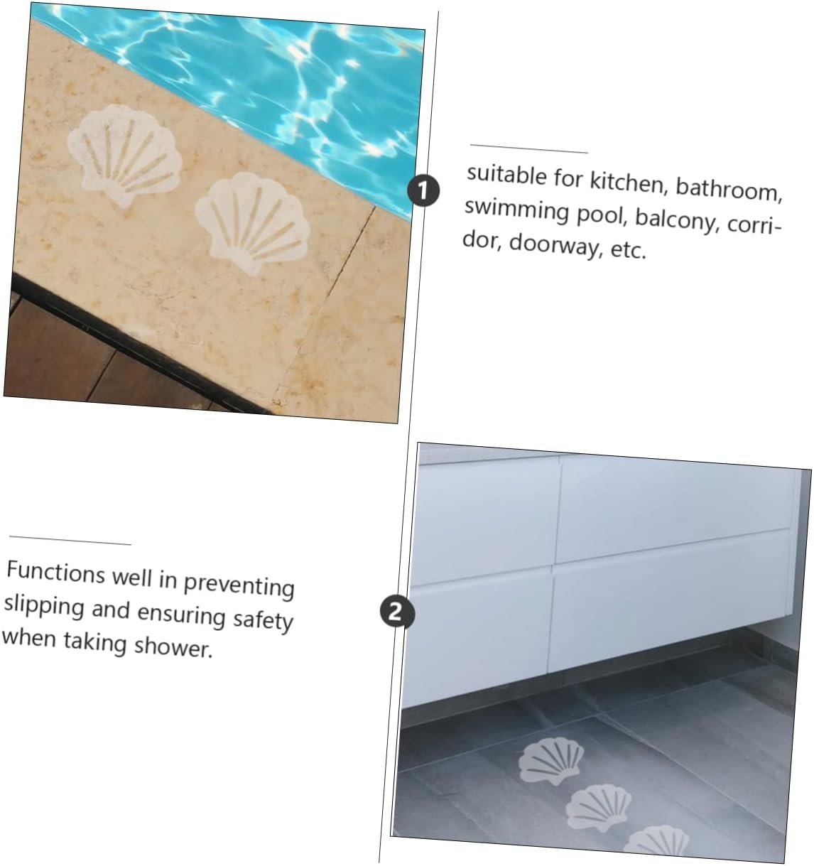LIFKOME 12pcs Shell Shape Nonslip Bathroom Stickers