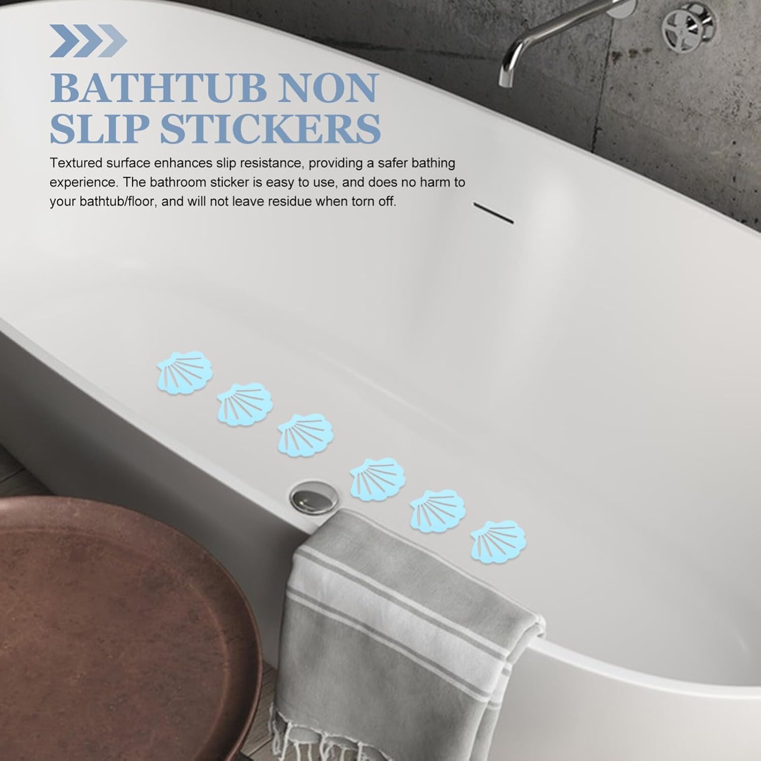ABOOFAN 12pcs Shell-Shaped Non-Slip Bath Stickers