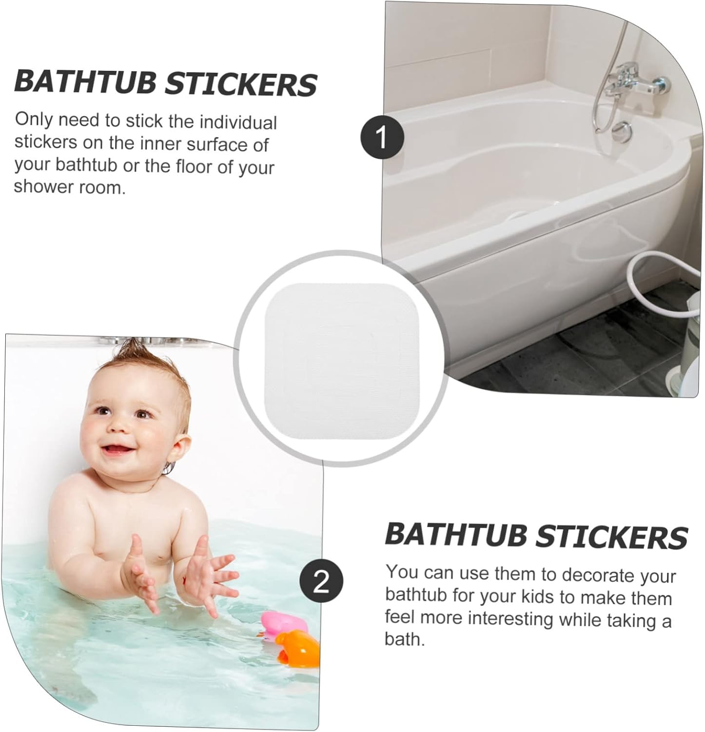VOSAREA 24Pcs Non-Slip Bathtub Stickers for Bathroom Safety