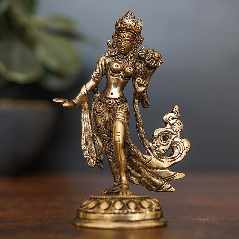Statuestudio Brass Gold Tara Lady Statue 5 Inch