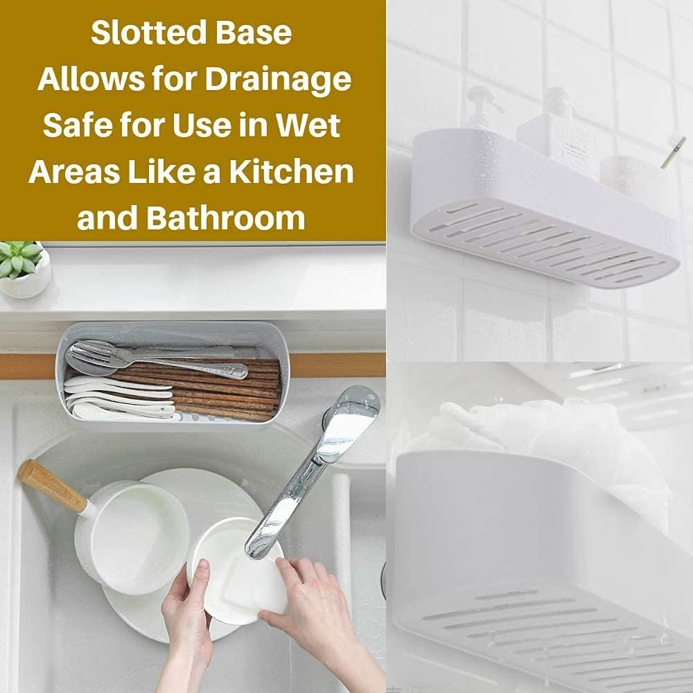 SUNFICON Adhesive Shower Caddy with 2 Clear Stickers