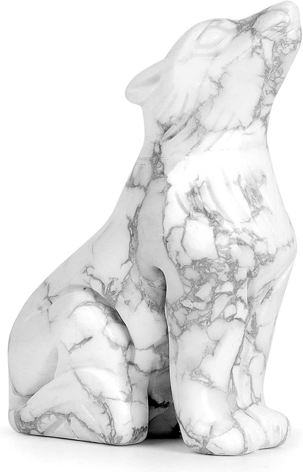 Howlite Crystal Wolf Statue 2 for Home Decor