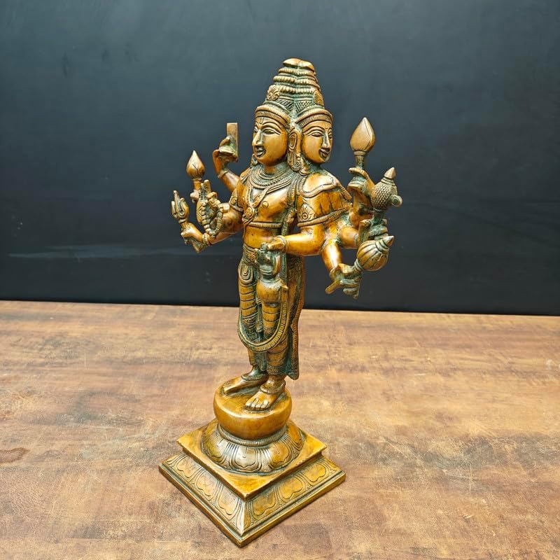 Statuestudio Lord Brahma Statue Brass with Gold Finish