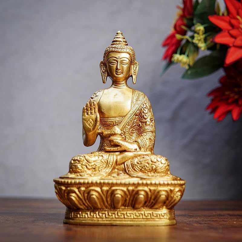 Statuestudio Decorative Brass Sitting Buddha Statue 7 Gold