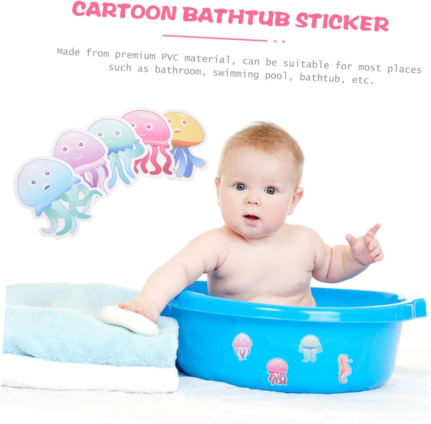 Ciieeo 10pcs Anti Slip Bathtub Stickers with Cartoon Designs