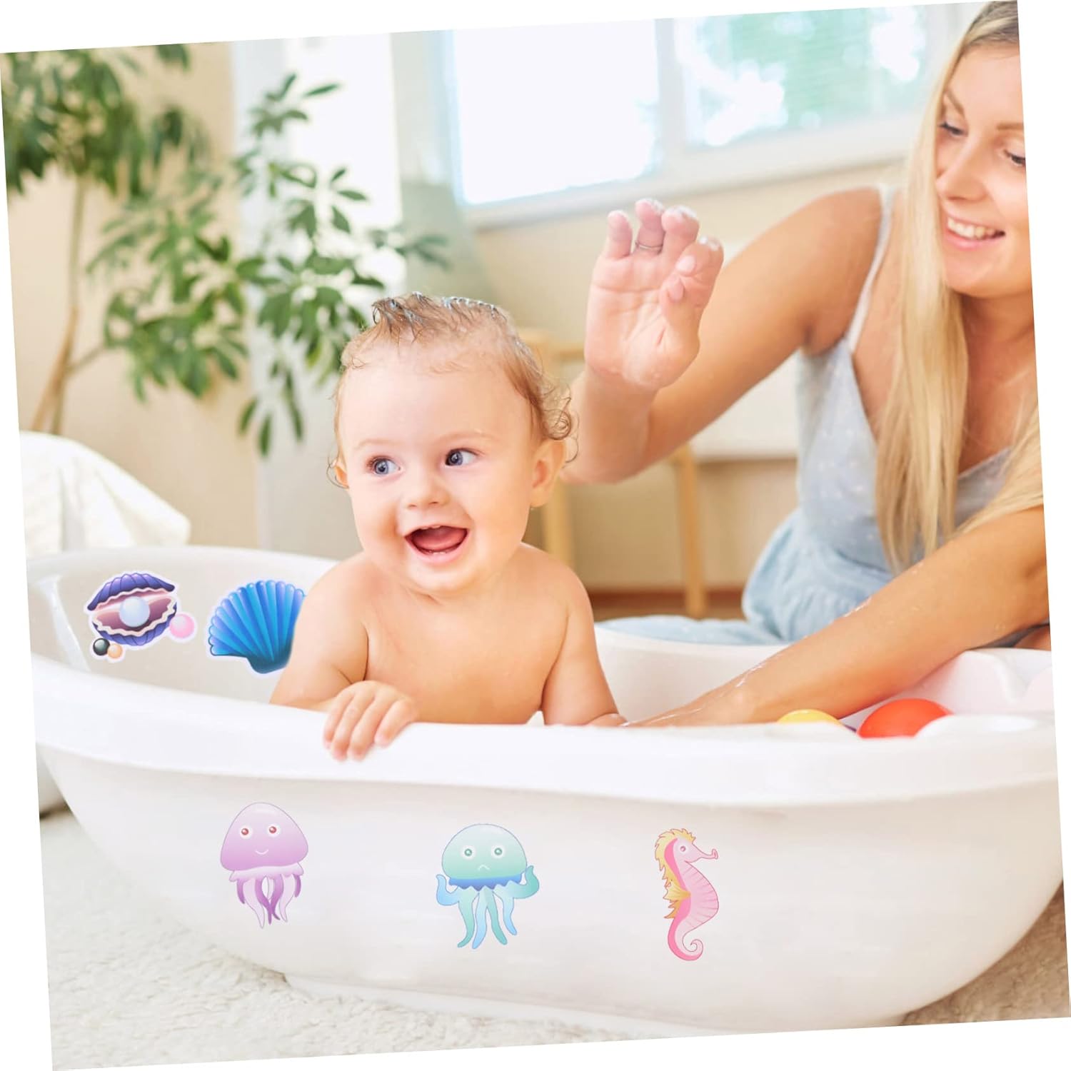 Ciieeo 10pcs Anti Slip Bathtub Stickers with Cartoon Designs