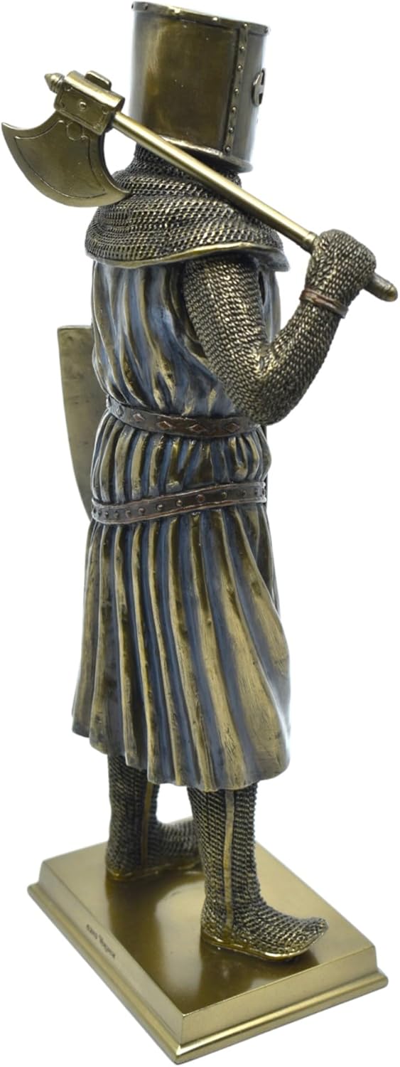 Generic Medieval Knight Axeman Statue Cold Cast Bronze Resin Figure 1240 Inche