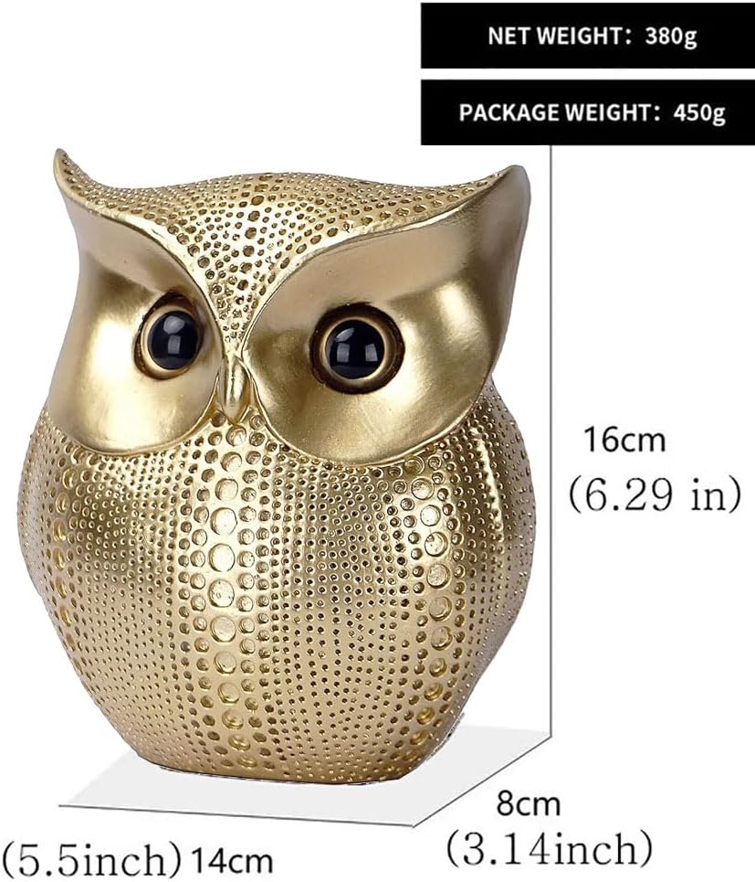 YIKESSHU Gold Owl Sculpture Modern Art Desk Decor