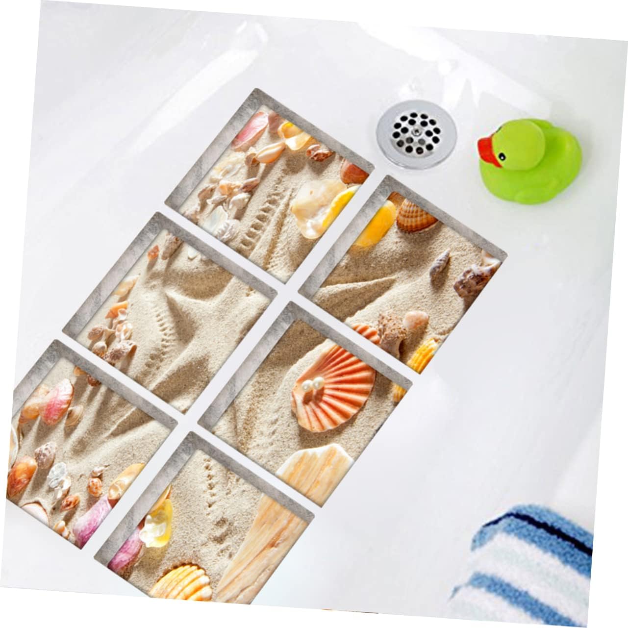 PRETYZOOM 6pcs Beach Pattern Bathtub Safety Stickers Non-Slip Treads for Bathrooms