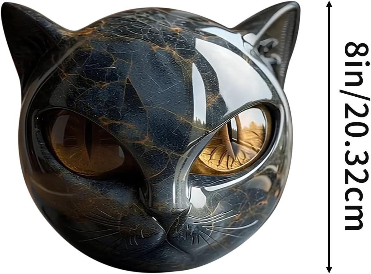 Luxury Black Cat Stone Sculpture Elegant Home Decor Art Piece