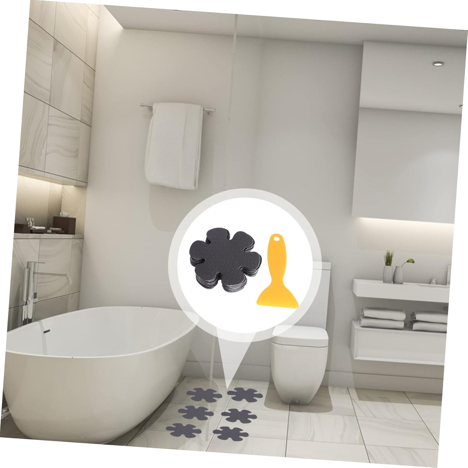 PRETYZOOM 20Pcs Flower Shaped Non-Slip Bath Stickers
