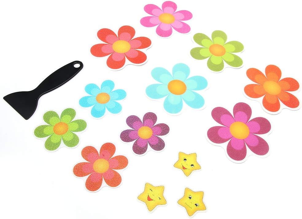 Glomora 13pcs Waterproof Non Slip Flower Stickers for Bathtub