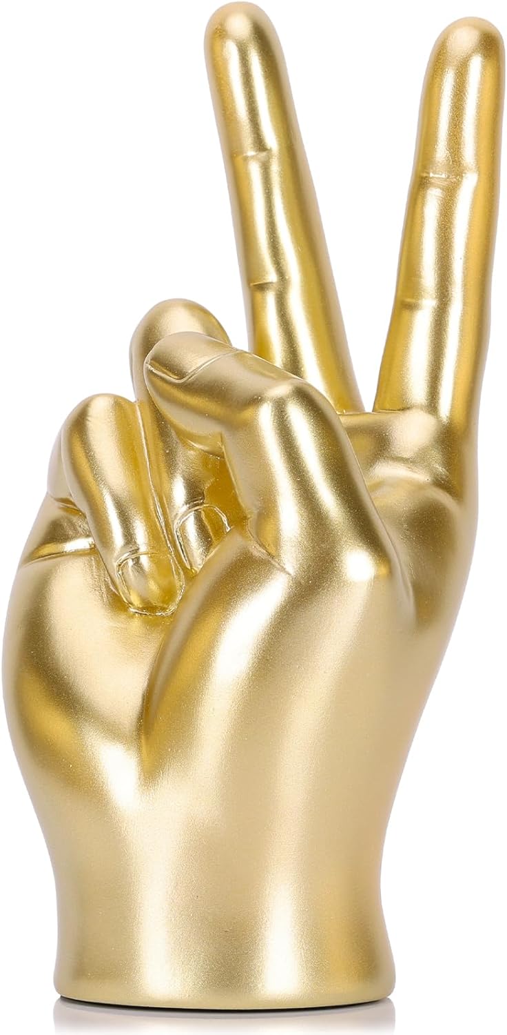 LCCCK Gold Peace Hand Sculpture Decor
