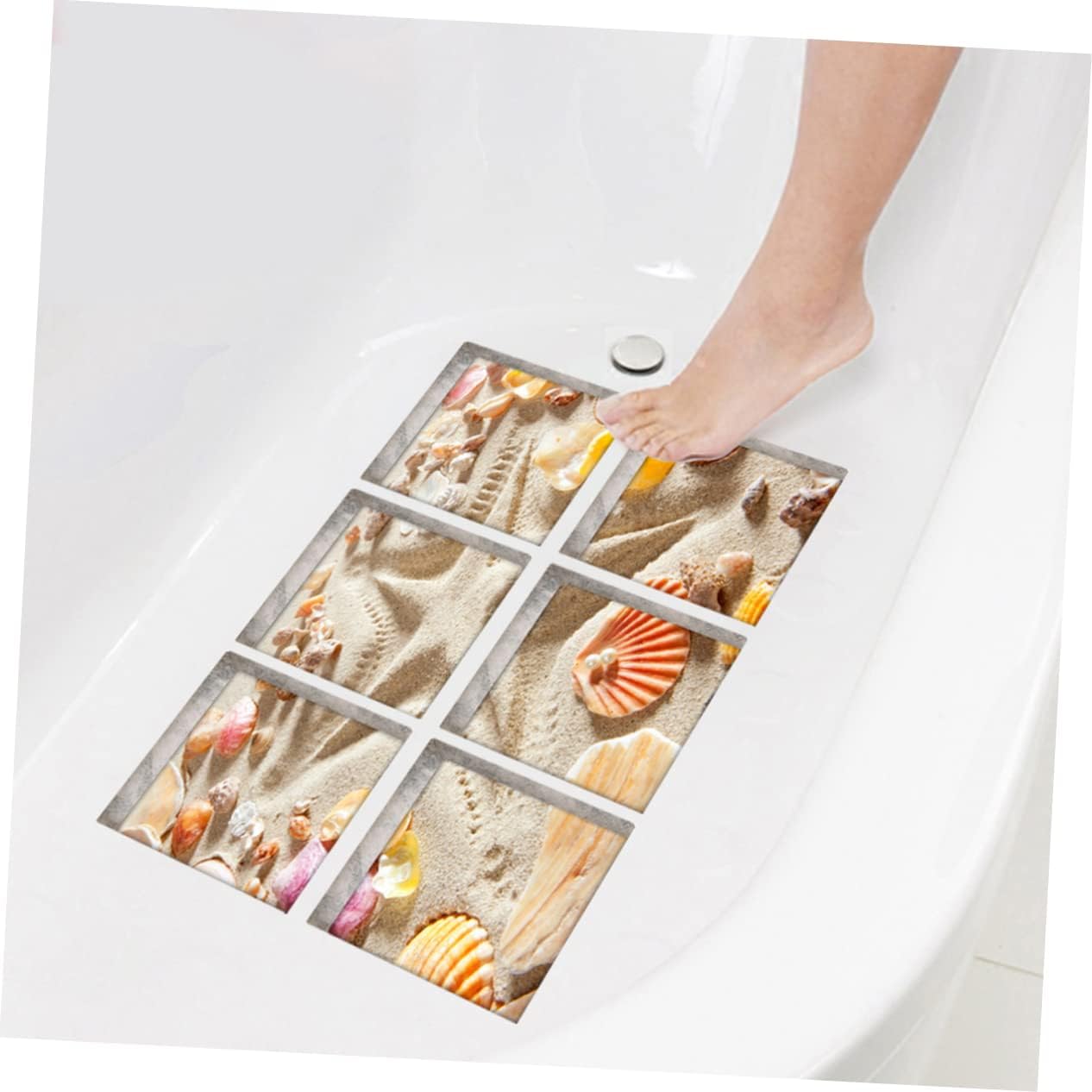PRETYZOOM 6pcs Beach Pattern Bathtub Safety Stickers Non-Slip Treads for Bathrooms