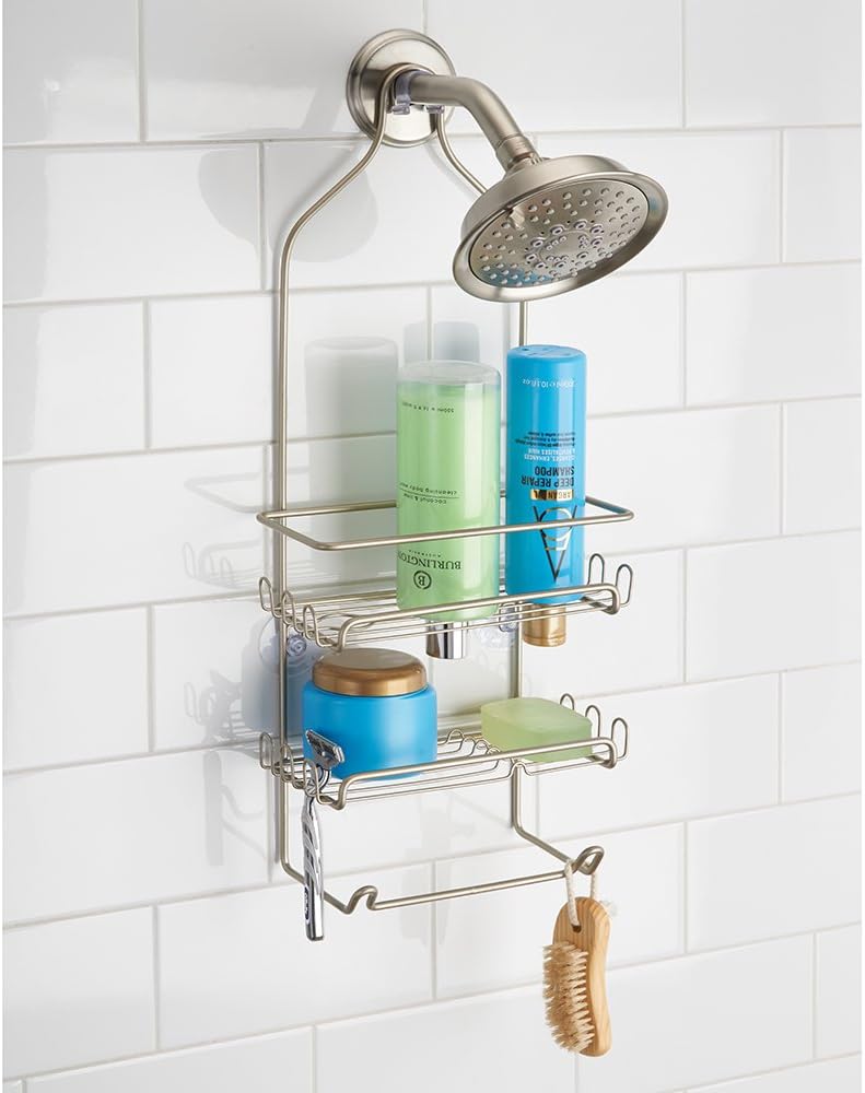 InterDesign Milo Metal Wire Shower Caddy Satin Silver