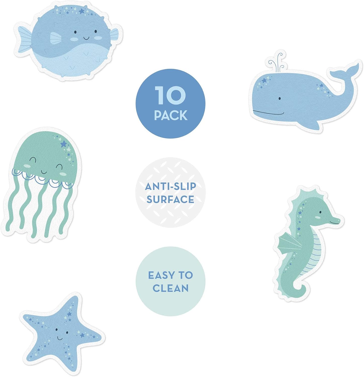 Crafty Critters Non-Slip Bathtub Stickers 10 Pack Under The Sea 1