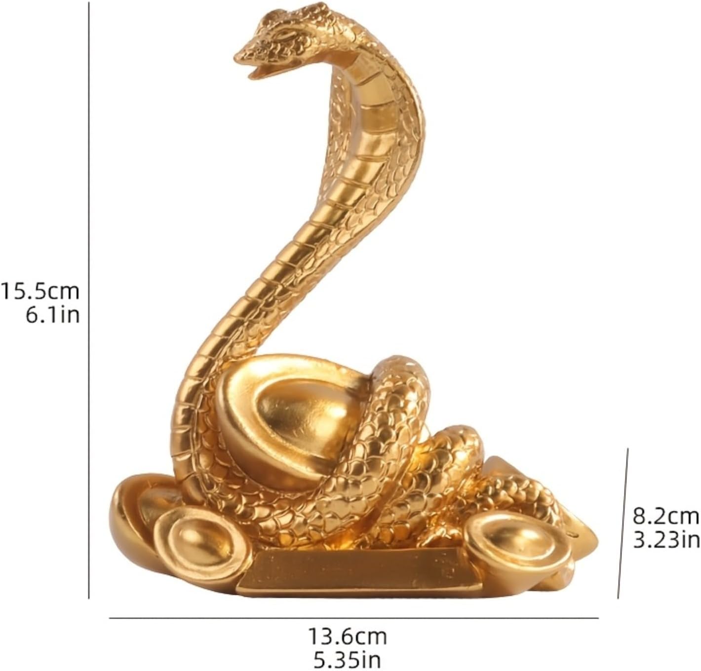 Traditional Golden Snake Figurine Resin Sculpture