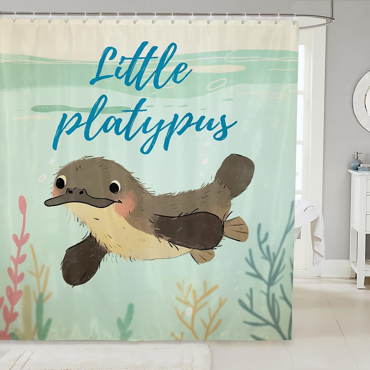 Erosebridal Cartoon Platypus Shower Curtain Set
