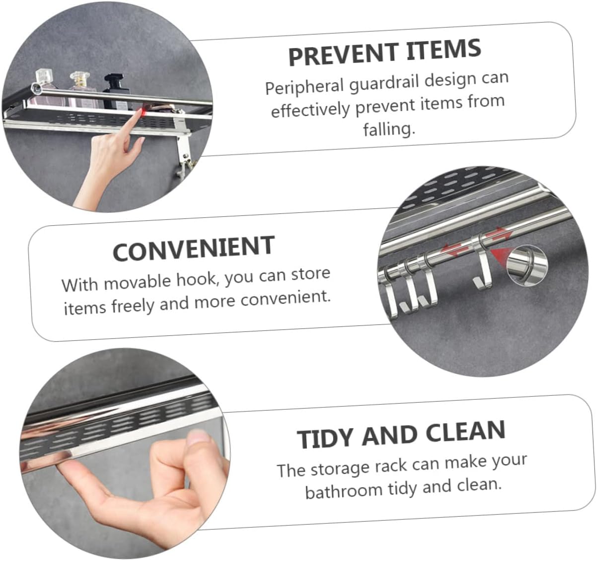 Unomor Shower Wall Storage Rack Stainless Steel