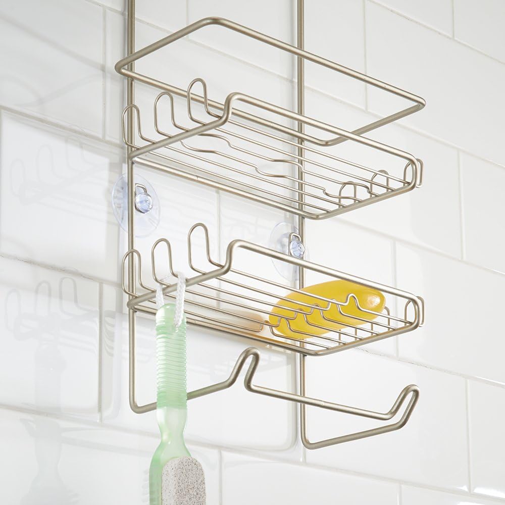 InterDesign Milo Metal Wire Shower Caddy Satin Silver