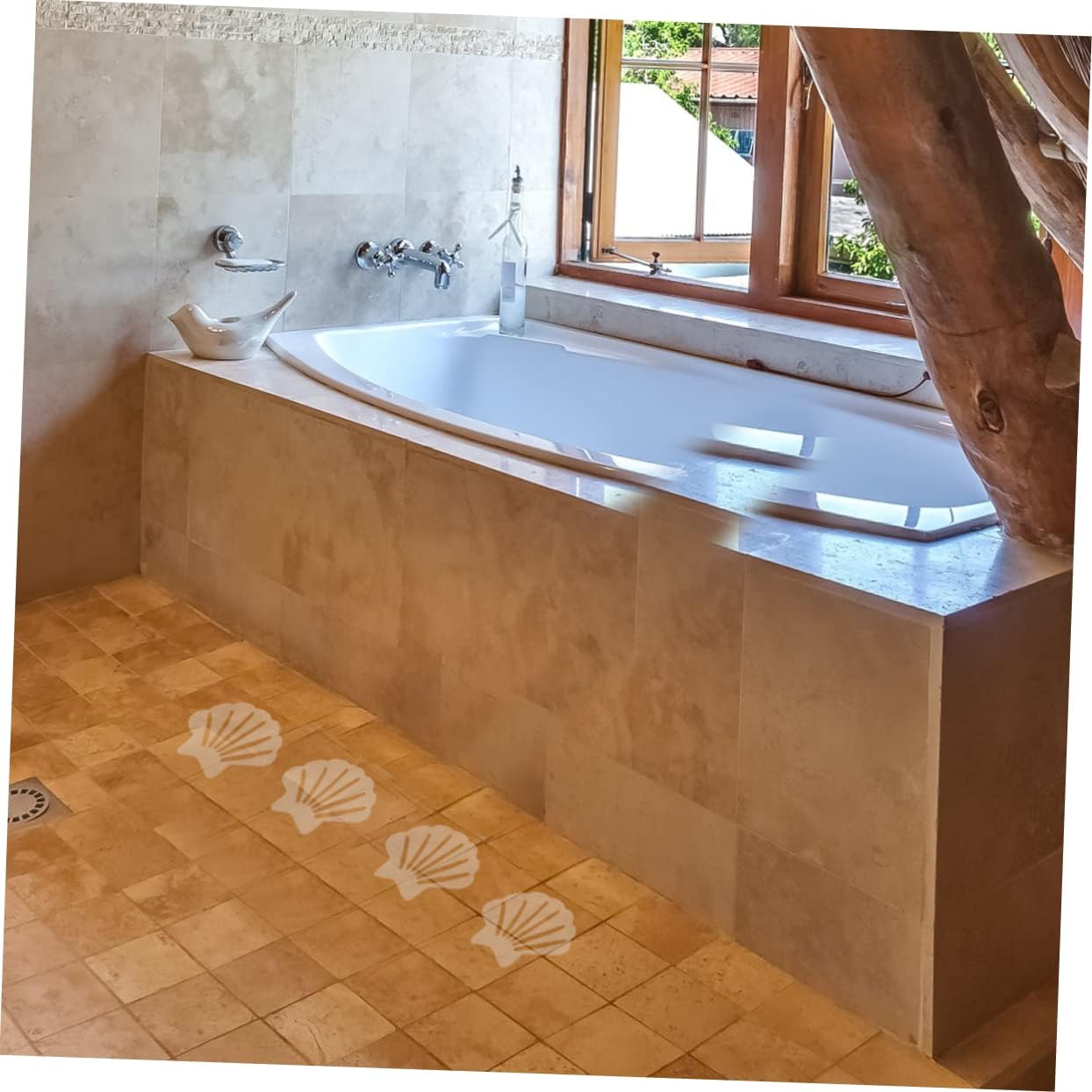 LIFKOME 12pcs Shell Shape Nonslip Bathroom Stickers