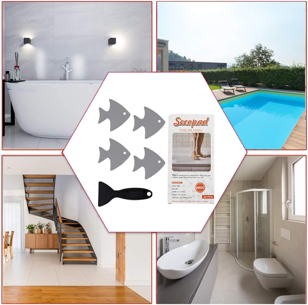 Non-Slip Bathtub Stickers Set with Scraper