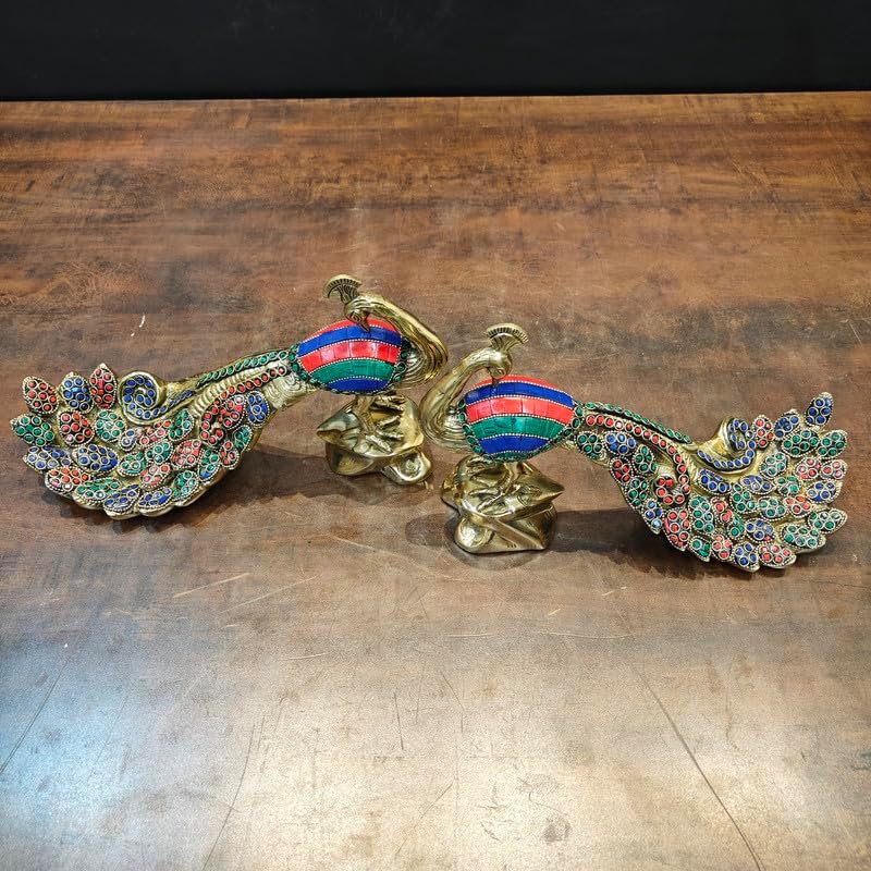 Statuestudio Peacock Pair Brass Statue